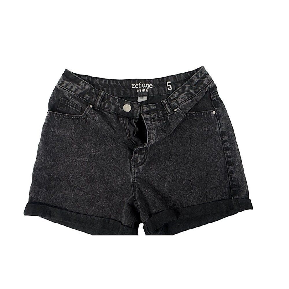 Refuge Black Denim Shorts | Women's Size 5 | Frayed Hem